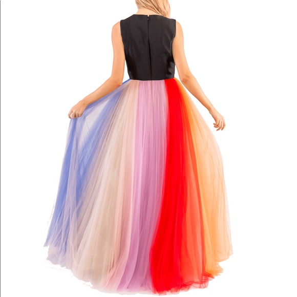 Carolina Herrera Silk Faille Tulle Striped Gown - Picture 3 of 4